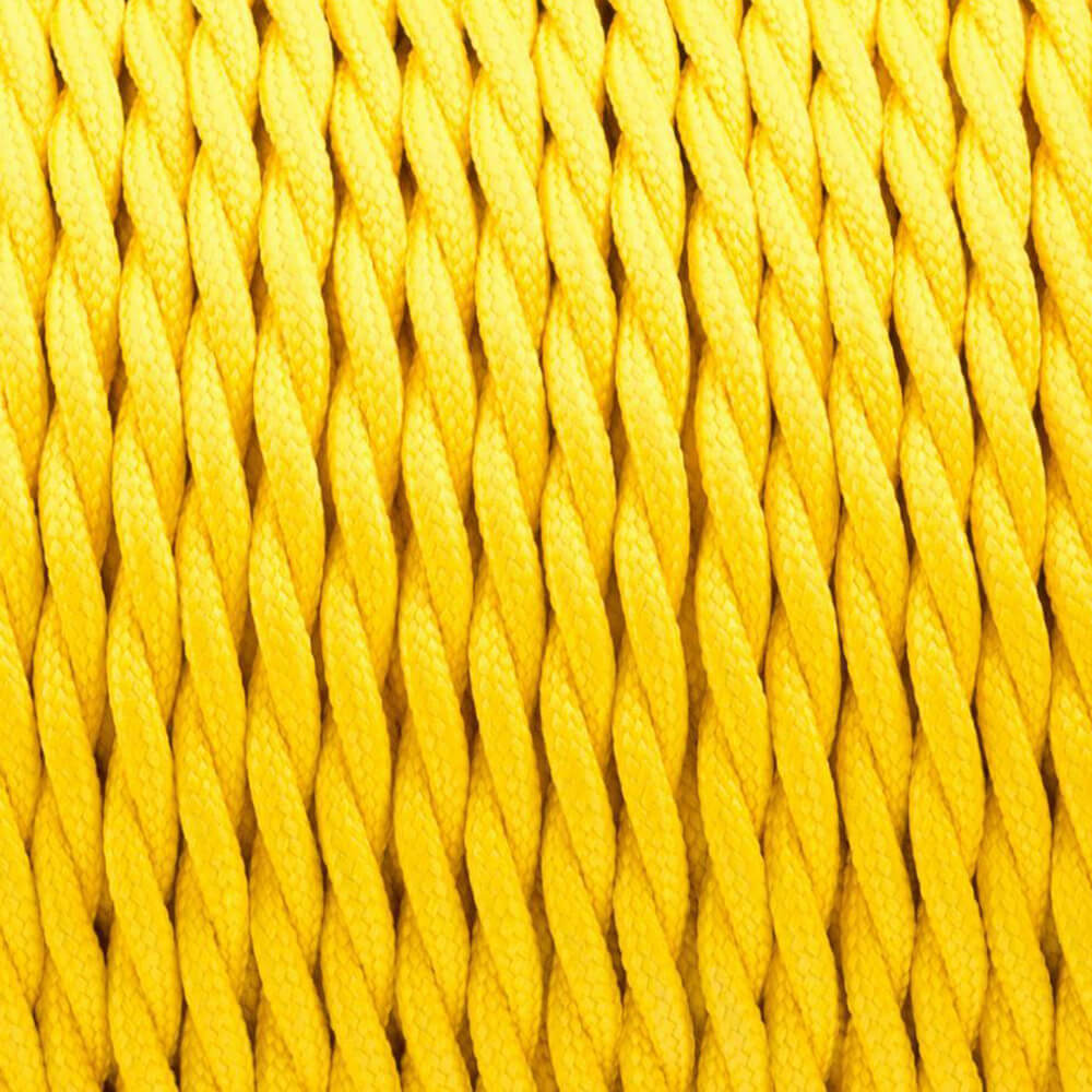 Yellow Twisted Vintage fabric Cable Flex0.75mm 3 Core - Vintagelite