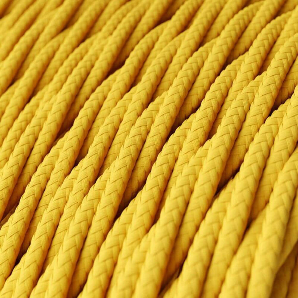 Yellow Twisted Vintage fabric Cable Flex0.75mm 2 Core - Vintagelite