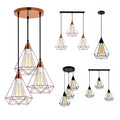 Diamond Cage Geometric Wire Black Rose Gold Pendant Light