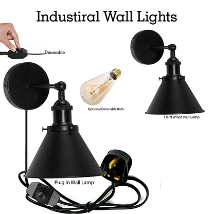 modern Black cone lampshade e27 lamp holders swing arm wall light-Detail image
