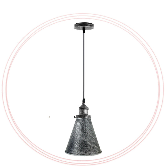 Brushed Silver Vintage Rustic Cone Hanging Lighting Pendants