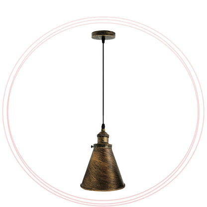 Brushed Copper Vintage Rustic Cone Hanging Lighting Pendants