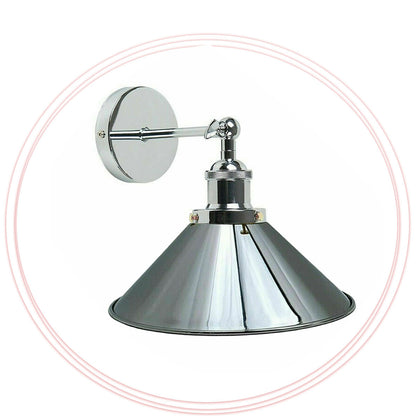 Vintage Chrome Cone-Shaped Shade E27 Lamp Holder Wall Light