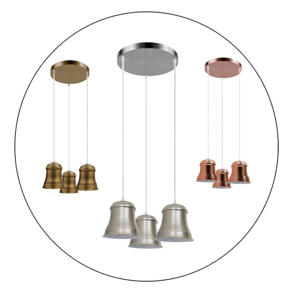 Vintage 3Way Modern Bell Shade Metal Ceiling Pendant Lights