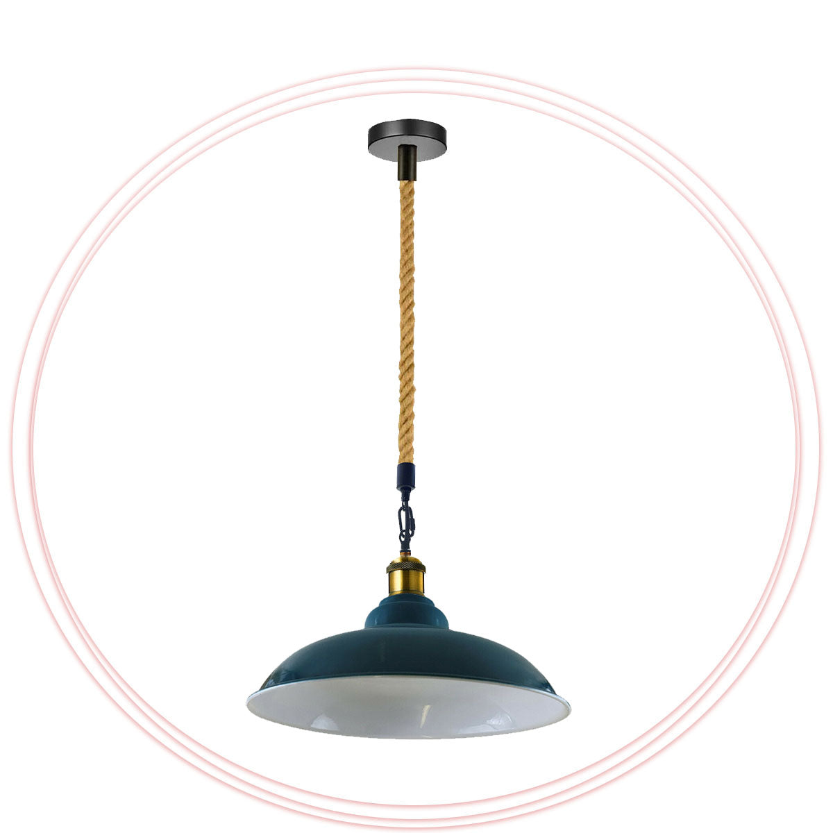 Vintage Hemp Rope Single Curved Contemporary Dome Light Pendant