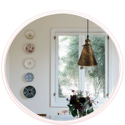 Brushed Copper Vintage Rustic Cone Hanging Lighting Pendants-Application Image