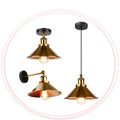 Vintage Yellow Brass Cone-Shaped Shade E27 Lamp Holder Wall Light