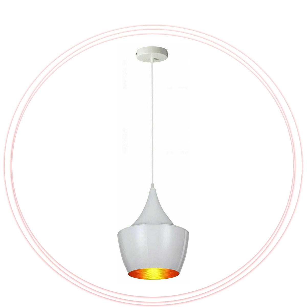 Modern White Inner Gold Loft Style Metal Lampshade Pendant Light