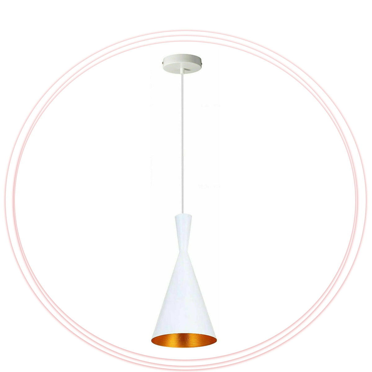 Modern White Inner Gold Loft Style Metal Lampshade Pendant Light