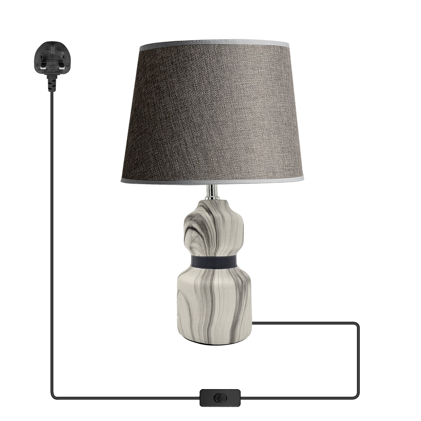 Modern Ceramic Grey Table Lamp Ideal for Bedside and Desk Use