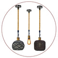 Retro Industrial Rope Rattan Woven Dome Shade Pendant Lights