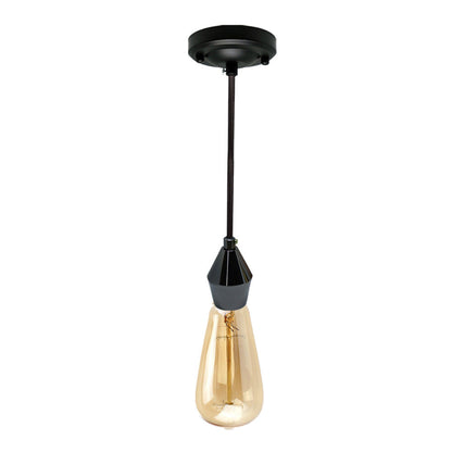 Vintage Black Holder Ceiling Rose Pendant Light Fabric Flex E27 Lamp Fitting - Vintagelite
