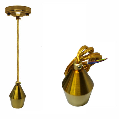 Vintage Holder Ceiling Rose Pendant Light Yellow Brass Fabric Flex E27 Lamp Fitting - Vintagelite