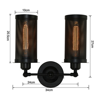 Modern Adjustable Wall Sconce-E27 Bulb Holder, Black Cage Light Shade-size image