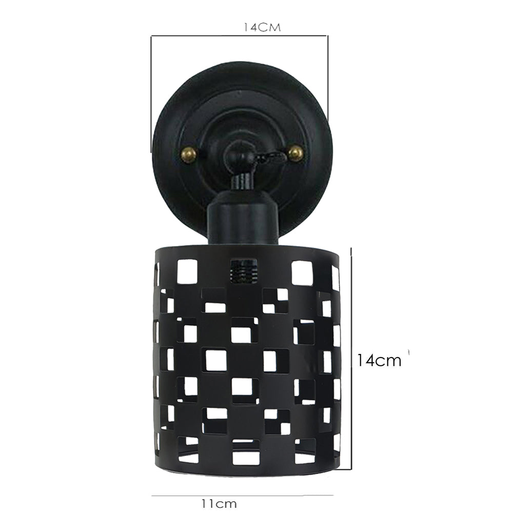 Industrial black wall sconce e27 lamp cage lighting indoor wall lights uk-Size image
