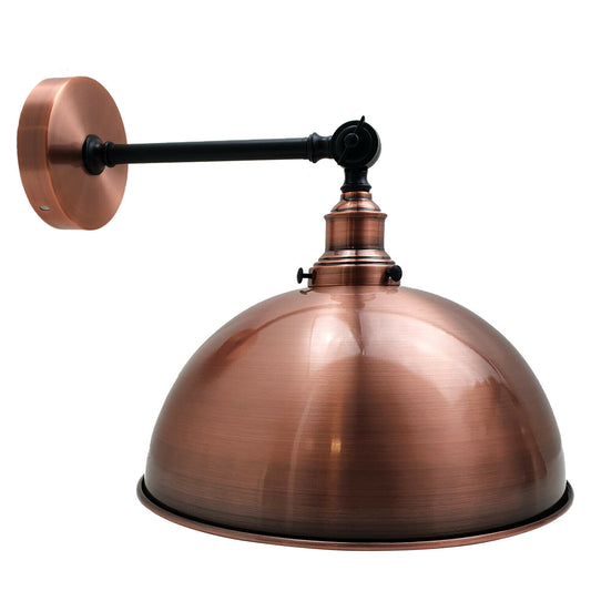 Vintage Style Adjustable Copper Color Bowl Wall Lights Sconce Lamp 