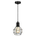 Industrial Pendant Light with Black Cage