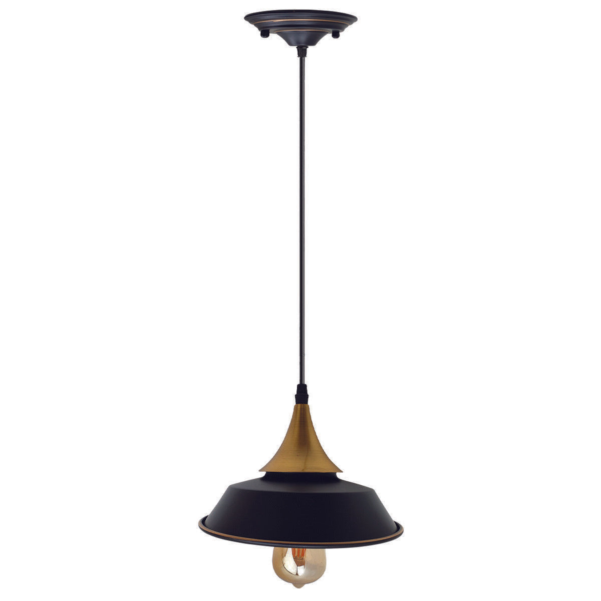 Vintage Ceiling Pendant Light Lamp Shade  Bowl Shape Black - Vintagelite