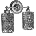 Vintagelite 2-Way Iron Cage Wall Lamp with Brushed Silver Finish and E27 Socket