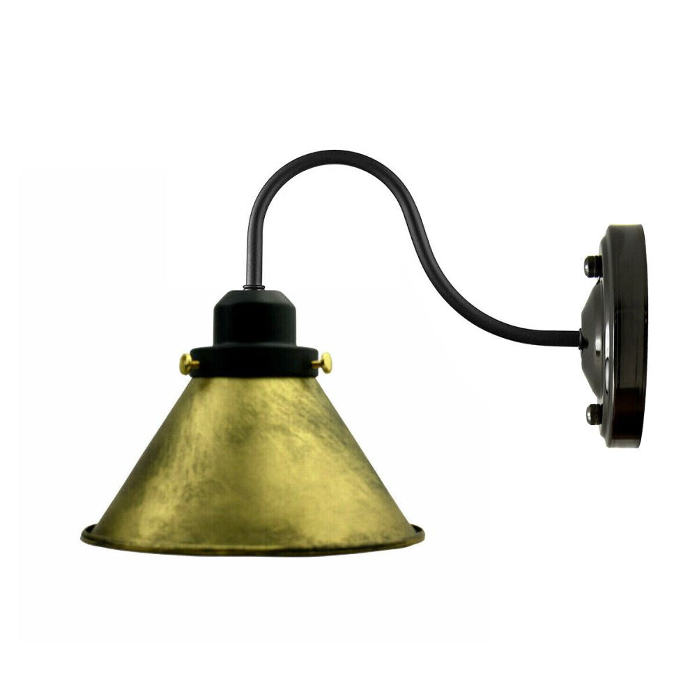 modern brushed brass  cone lampshade e27 lamp holder wall lights