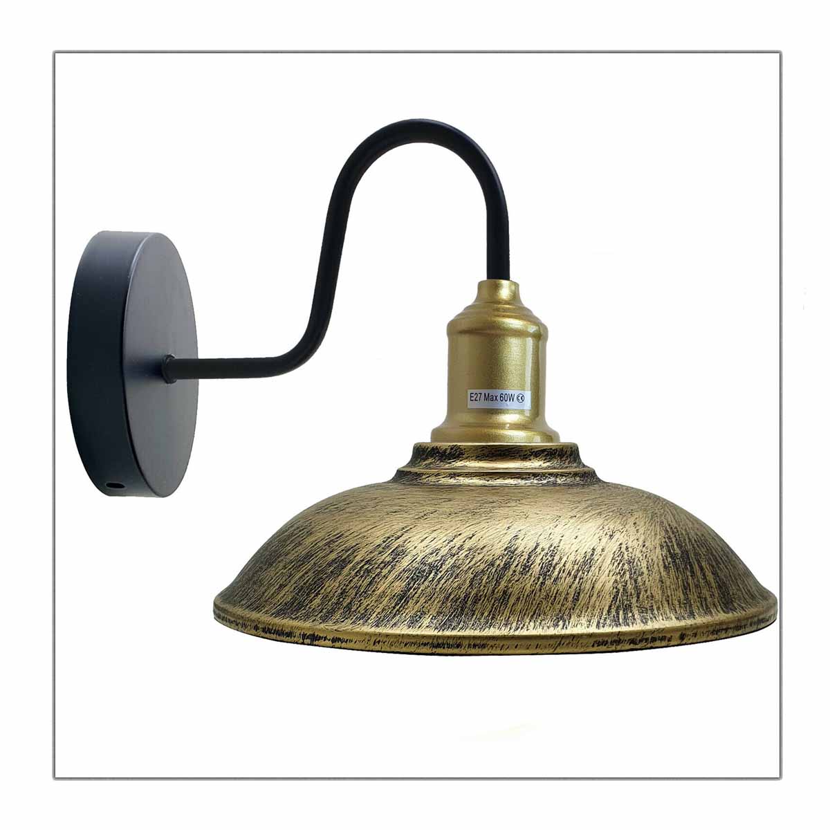 Vintage Black Swan Neck Scones E27 Lamp Holder-Brushed Brass shade