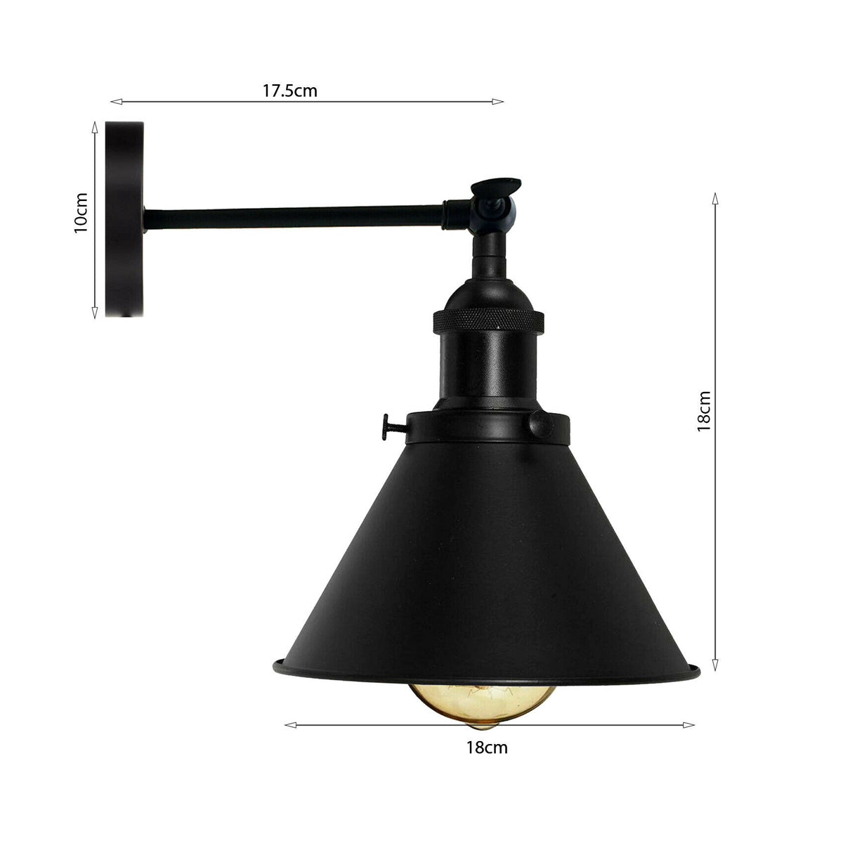 modern Black cone lampshade e27 lamp holders swing arm wall light-Size image
