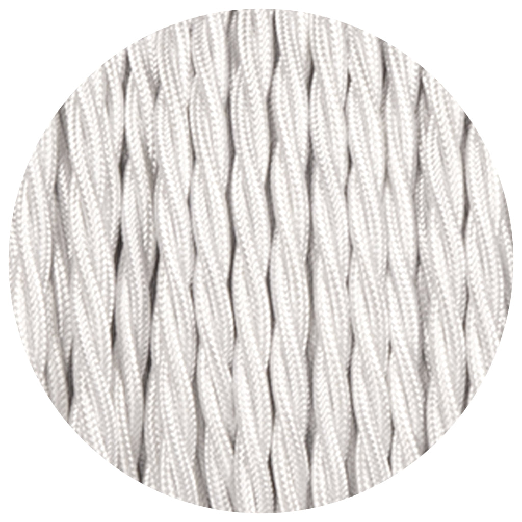 White Twisted Vintage fabric Cable Flex0.75mm 2 Core - Vintagelite