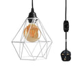 4m Black Dimmer Switch Plug In Pendant Lamp Light With White Cage~1869 - LEDSone UK Ltd