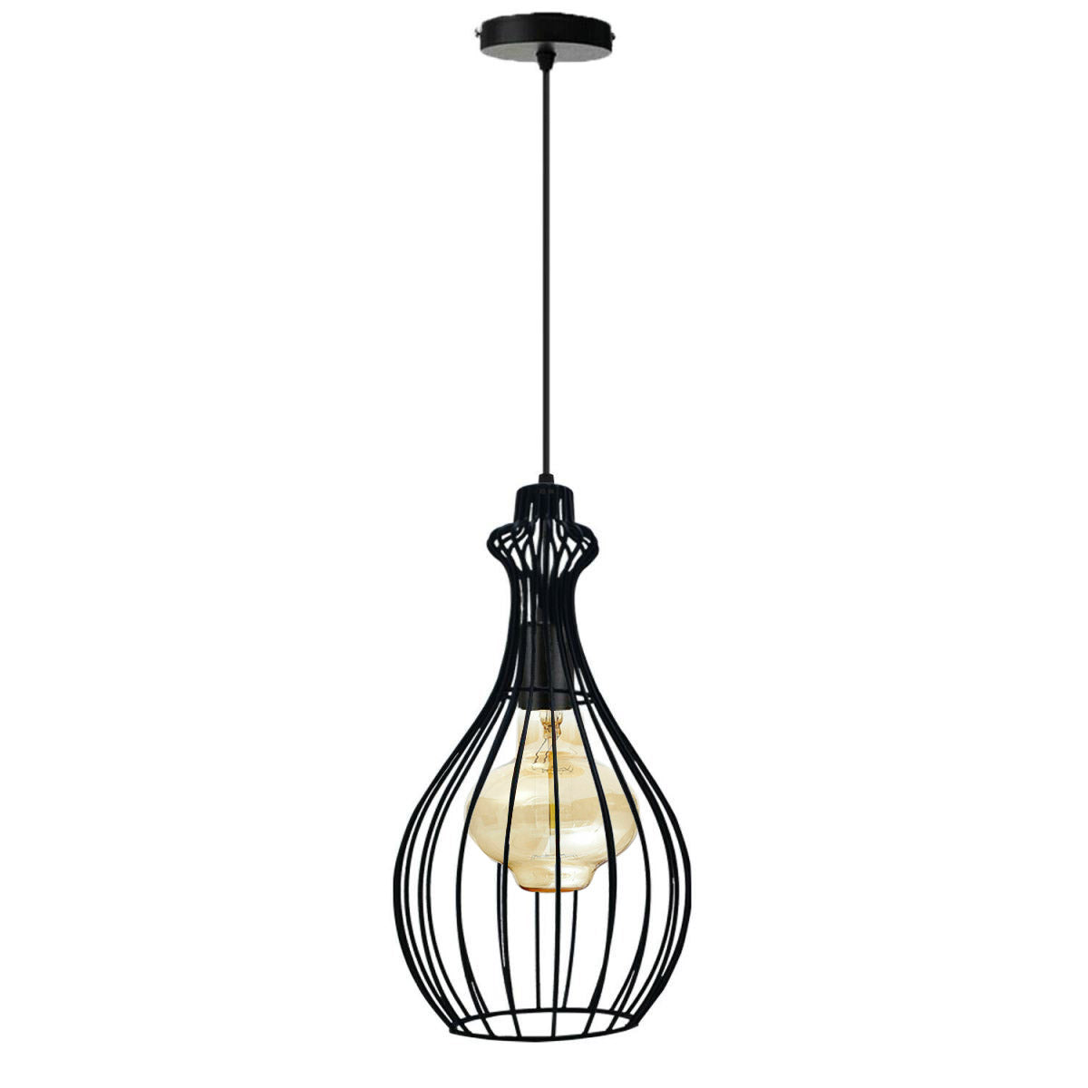 Ceiling Pendant Light Industrial Retro Vintage Black Colour Lamp Cage~1300