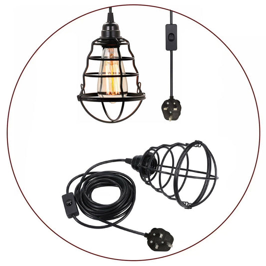 PVC Flex Cable UK Plug Lighting Set E27 Plug In Pendant Lights~1710