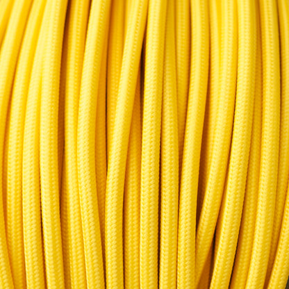 Vintage Yellow Fabric 3 Core Round Italian Braided Cable 0.75mm - Vintagelite