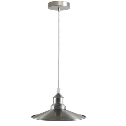 Industrial Metal Flat Shade Hanging Ceiling Pendant Light Fixture