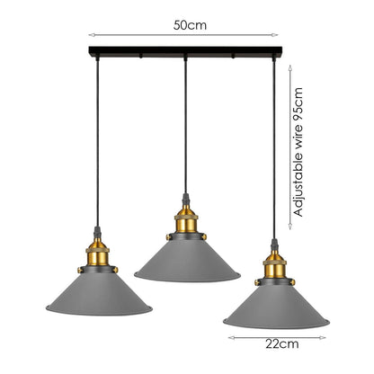 Modern 3-Head Industrial Metal Cone Shade Pendant Light-Size image