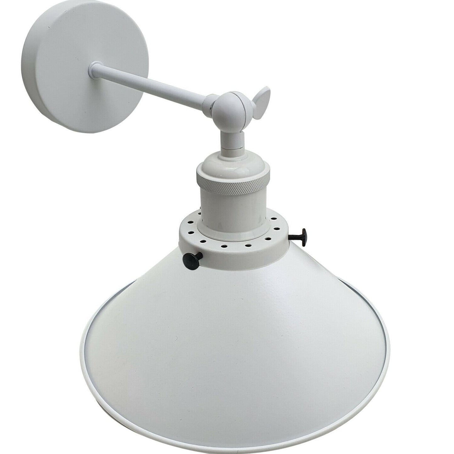 Vintage Adjustable White Cone Shade E27 Socket shade, Plug-in Switch
