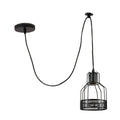 Black birdcage pendant light with vintage design.