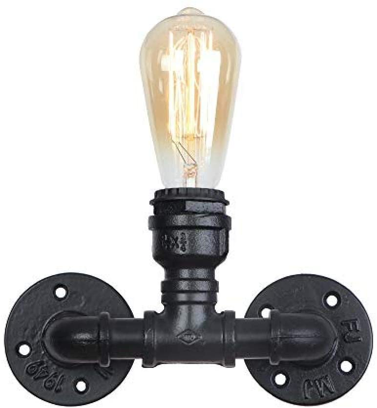 Vintage E27 Waterpipe Steampunk Wall Light Black Wall Sconce - Application Image 2