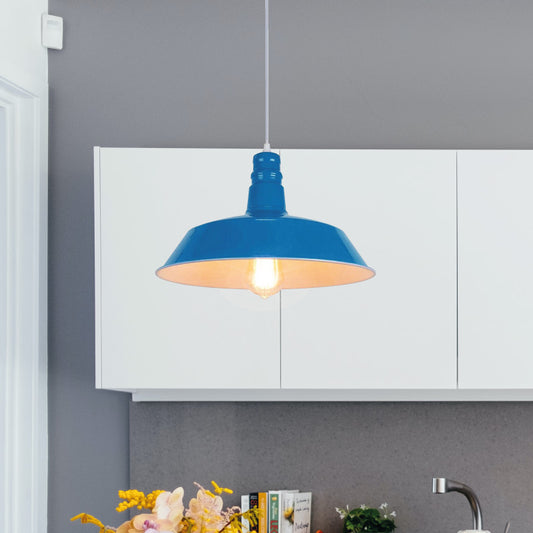 Modern Adjustable Hanging Bowl Blue Pendant Lamp E27 Holder-application image