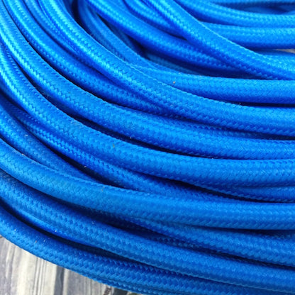 Vintage Blue Fabric 2 Core Round Italian Braided Cable 0.75mm - Vintagelite
