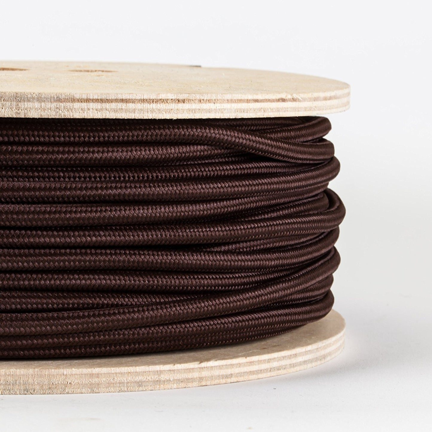 Vintage Dark Brown Fabric 3 Core Round Italian Braided Cable 0.75mm - Vintagelite