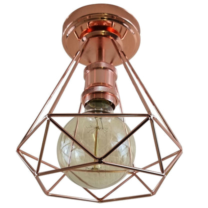 Vintage Industrial Retro Style Flush Ceiling Light Lamp Rose Gold