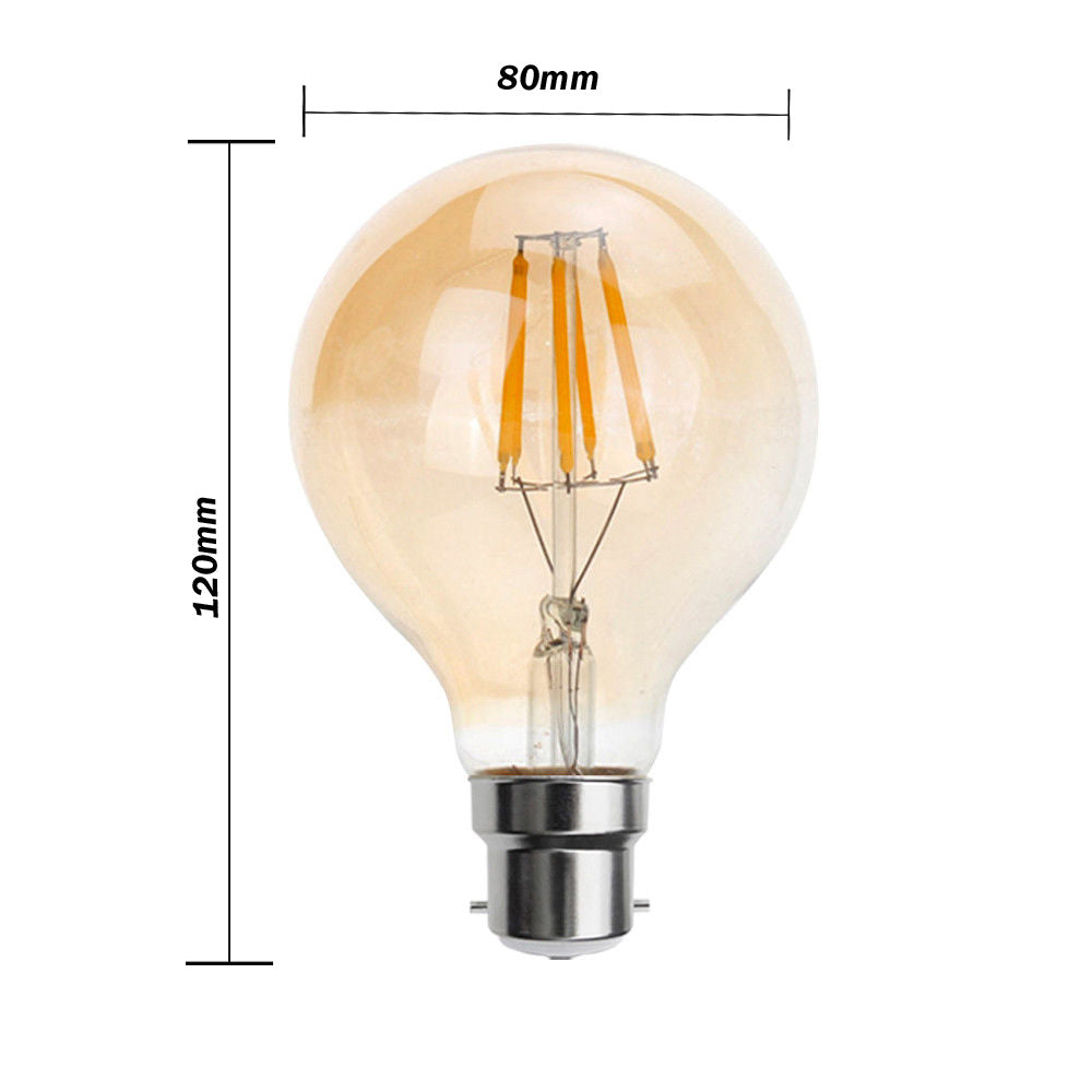 LED G80 B22 6W Dimmable Globe Industrial Vintage Bulb - Vintagelite