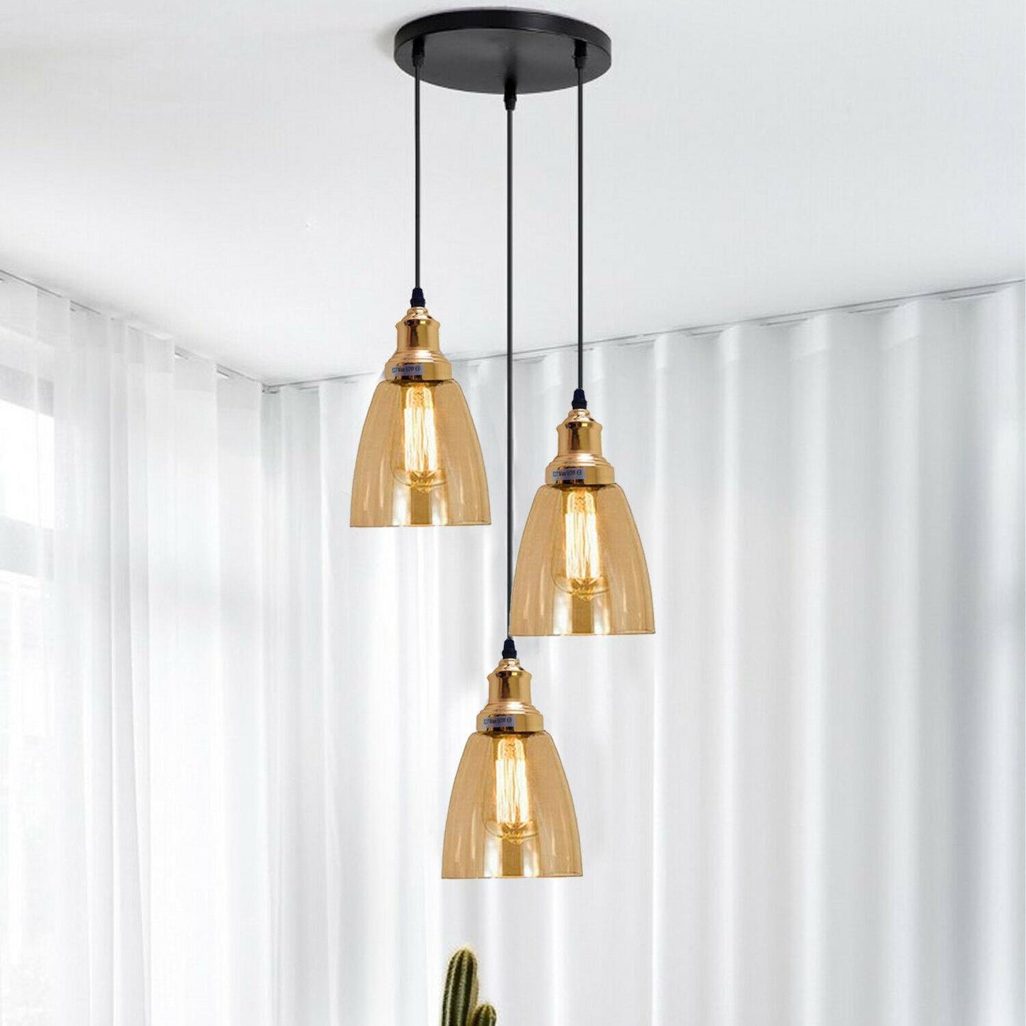 Vintage Multi Outlet Glass Ceiling Lampshade Pendant Light-Application Image