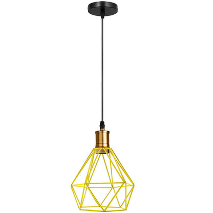 Modern Vintage Diamond Cage Ceiling Pendant Light Fitting Geometric Wire Cage Style Hanging Indoor Lights with 95cm Adjustable Wire~2116