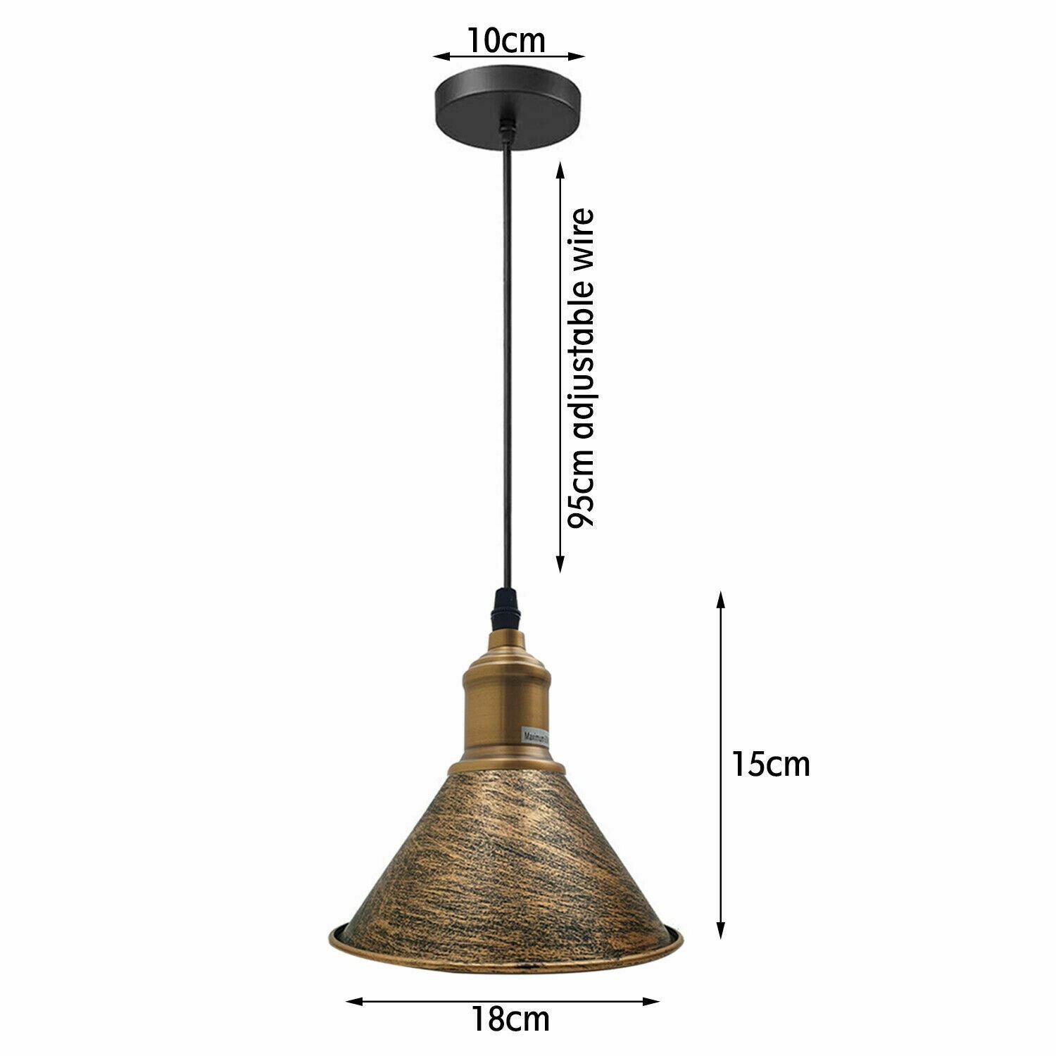 Vintage Cone Shade Rustic Ceiling Hanging Pendant Light-Size Image