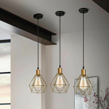 2Pack Diamond Cage Geometric Wire Ceiling Pendant Light Fitting-Application image