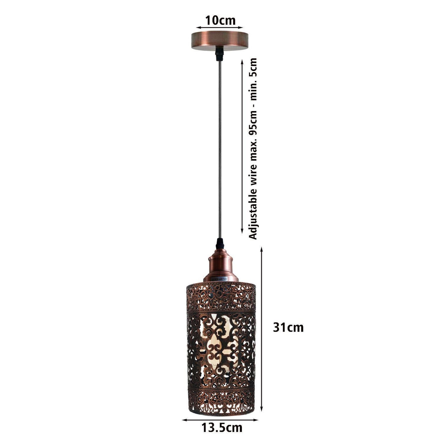 Industrial Drum Cage Shade Rustic Red Ceiling Pendant Light-Size Image
