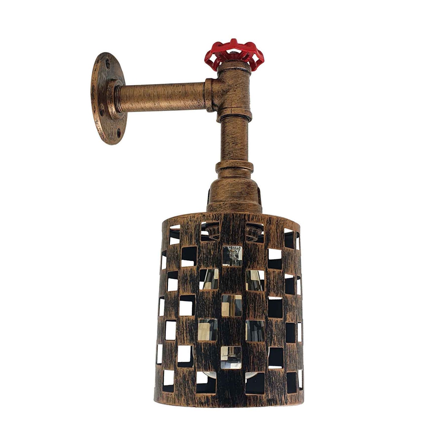 Brushed Copper Industrial Cage Lights Metal Water Pipe Wall Lamp