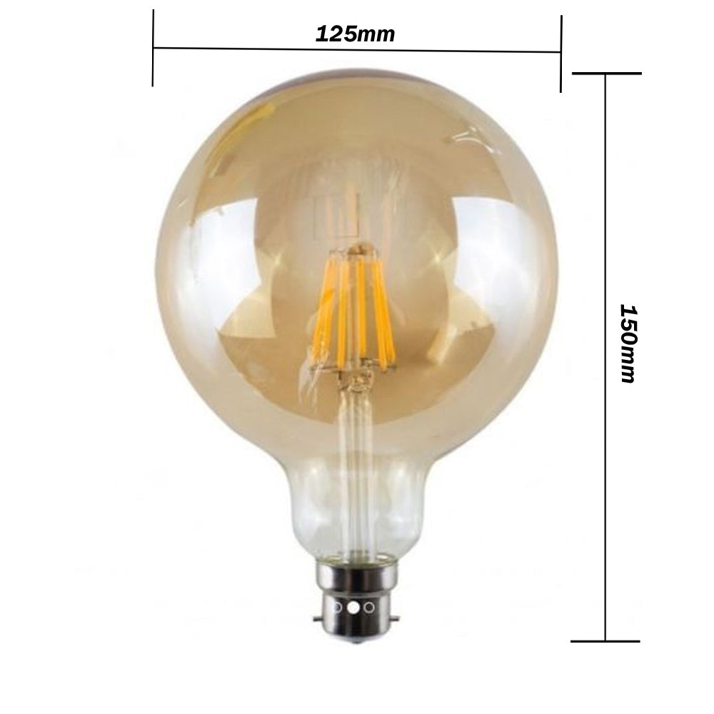 LED G125 B22 8W Dimmable Globe Industrial Vintage Bulb - Vintagelite