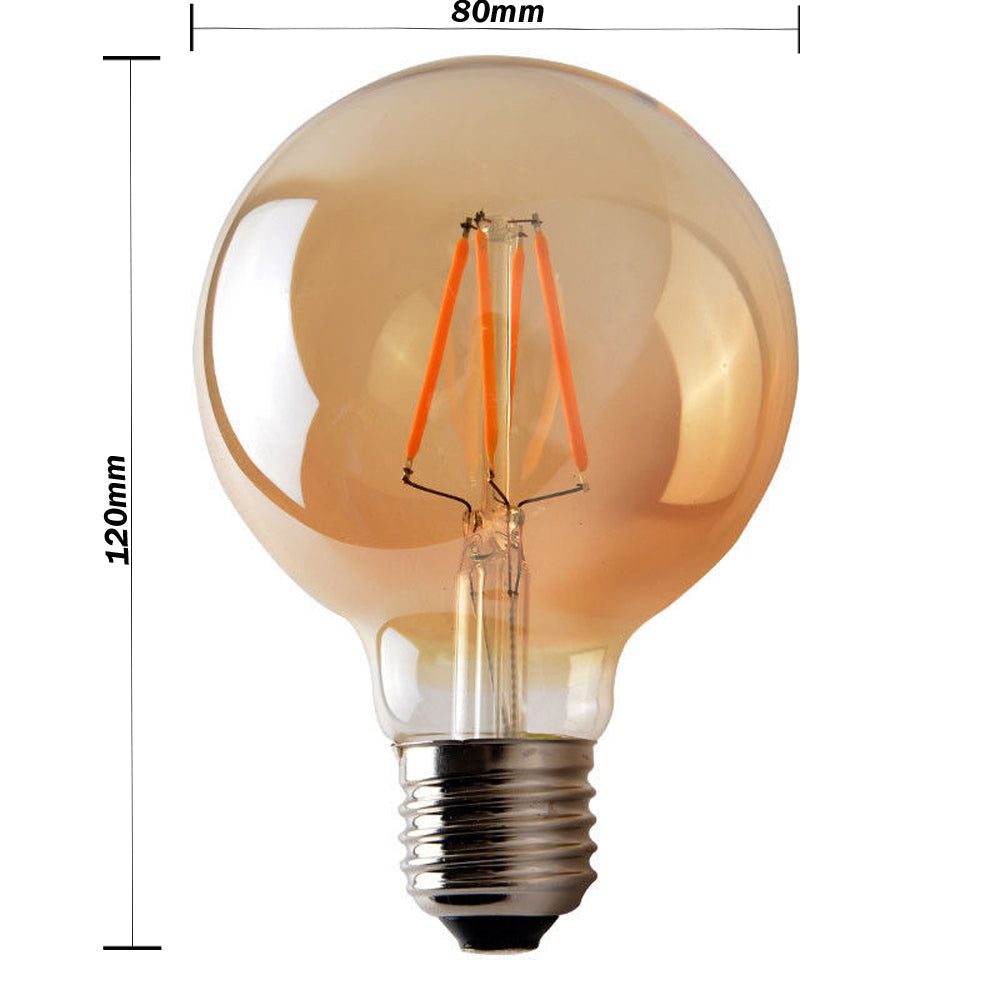 G80 E27 4W LED Filament Bulb - Size Image