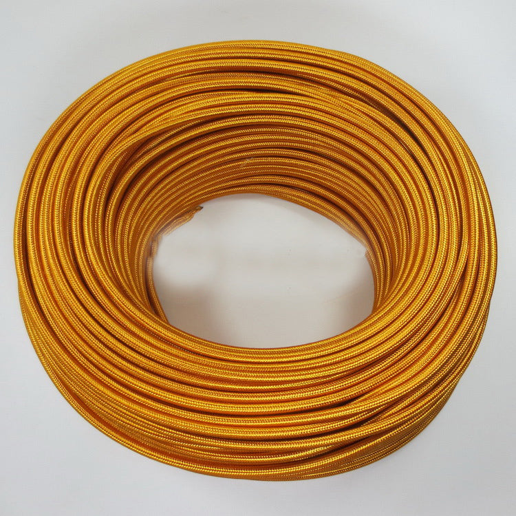 Vintage Gold Fabric 2 Core Round Italian Braided Cable 0.75mm - Vintagelite